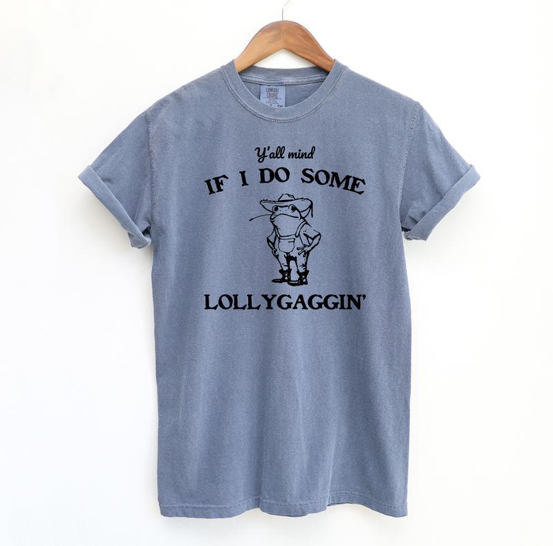 Lollygaggin' Frog Funny Shirt, Silly Comfort Colors Shirt, Funny Streetwear, Relaxed Fit Oversized Shirt, Vintage Top