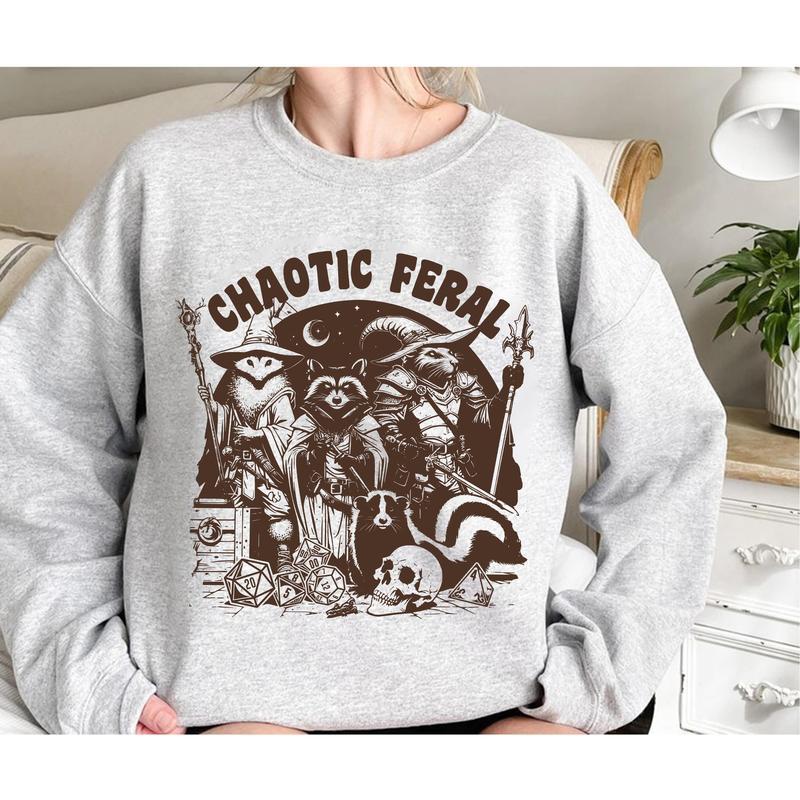 D&D Chaotic Feral Shirt, racoon T-shirt, neutral, lawful, dunge0ns and drag0ns Tee, d&d opossum Sweatshirt