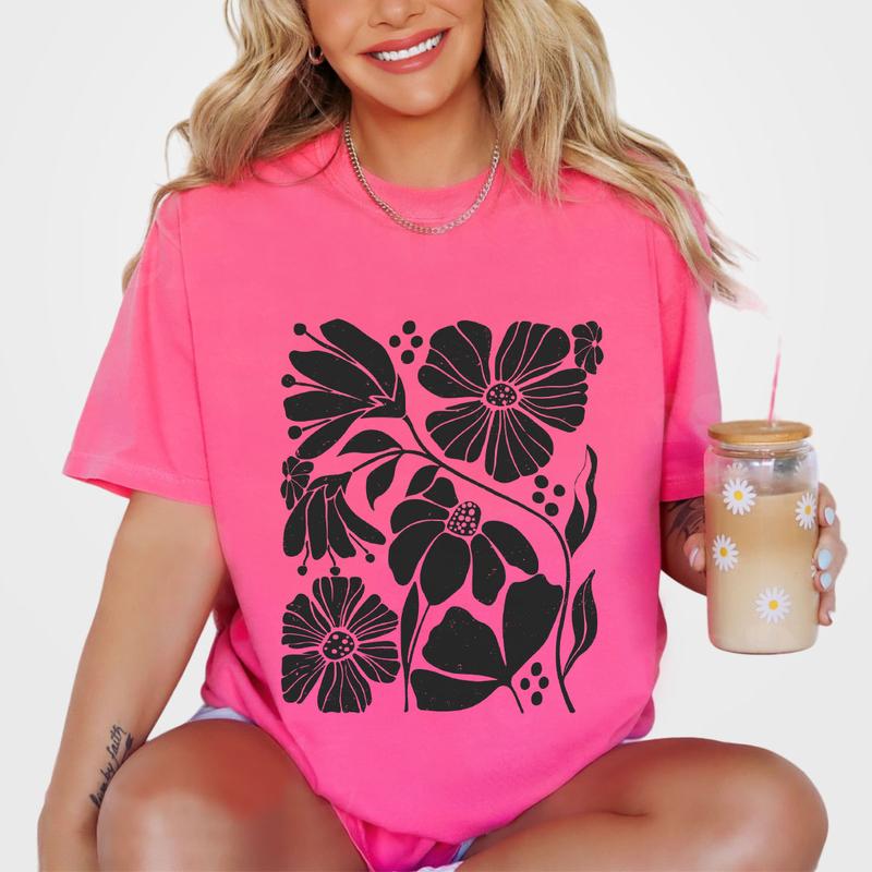 WildFlowers Shirt, Wild Flower Tshirt, Comfort Shirts for Women, Boho Floral Shirt for Her, Vintage Botanical Tee, Gifts For Her, Pastel Floral Nature