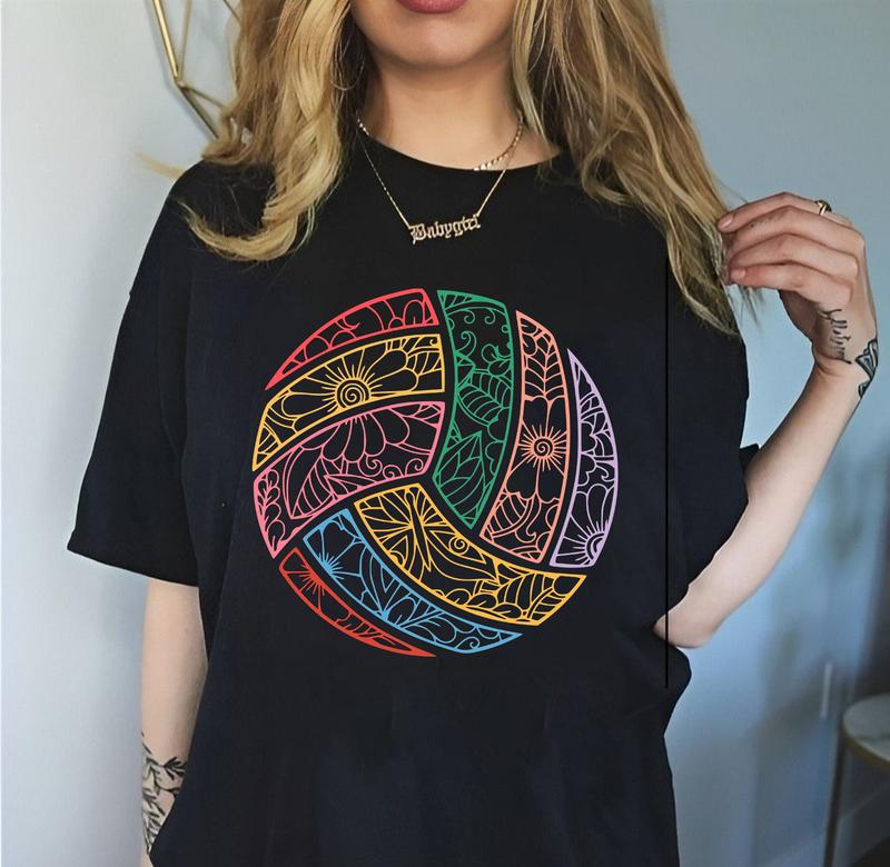 Floral Volleyball Shirt, Volleyball Shirts, Gift for Volleyball Player, Volleyball Tee, Game Day Shirt, Gift for Her, For Coach, Full Sizes, Full Colo