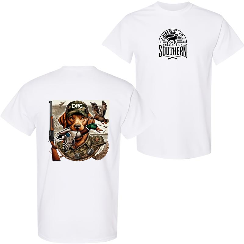 Straight Up Southern Duck Hunting T-Shirt - DRG Hunting Dog Graphic Tee for Outdoor Adventure, Comfortable and Stylish Casual Wear for Hunting Fans