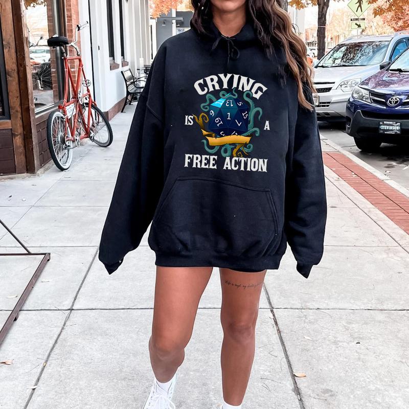 Crying Is A Free Action Shirt, Funny DND Shirt, Trendy Dice Shirt, Tabletop Gaming Tee, Fantasy Gaming, RPG Lover Gift, Vintage Dungeons & Dragons 197
