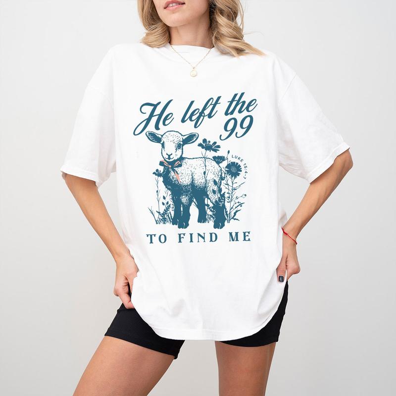 He left the 99 T-shirt, Lost Sheep Shirt, Faith Based Clothes, Minimalist Christian Shirt, Jesus Tee Gospel T-Shirt, Shirt For Women, Women T-shirt, Christian Gifts, Jesus Clothes, Women Tops, Faith Based Shirts Breathable Casual Comfort Comfortable Lady