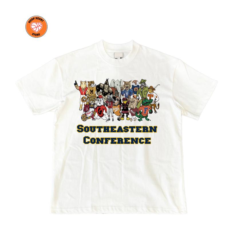 Southeastern Conference Mascot Graphic T-Shirt Cotton Short-sleeve Retro Streetwear Tshirt Menswear Top Shortsleeve Underwear Human Baseball t shirt