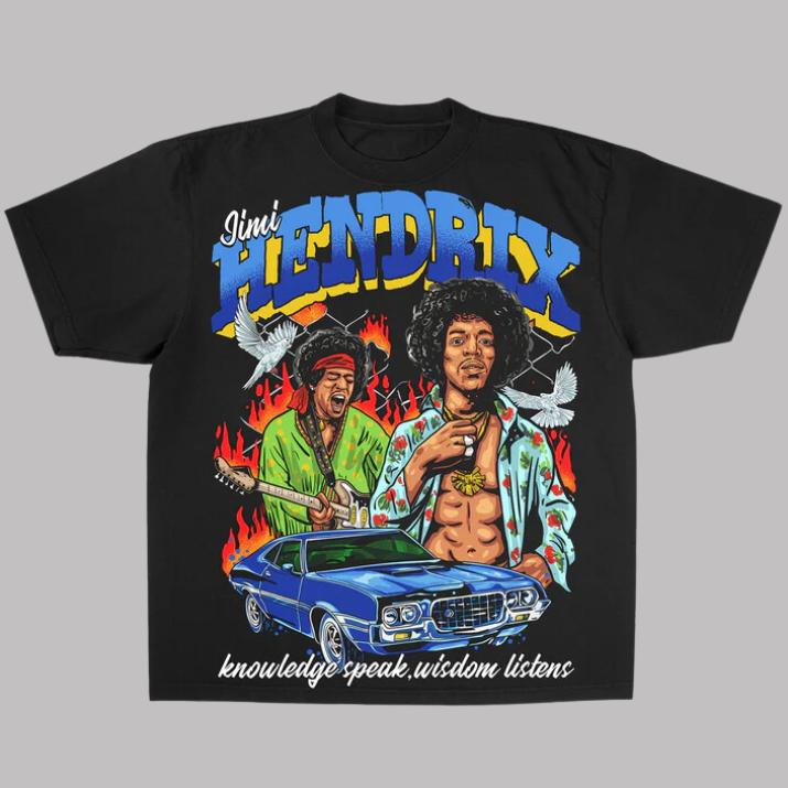 Jimmy Hendrix T-Shirt, Jimmy Hendrix Vintage Graphic Tees, Unisex Guitarist Shirt Menswear Womenswear Streetwear