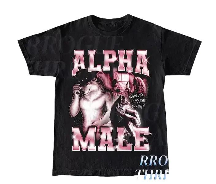 Alpha male shirt, Funny graphic tee, Wolf alpha male shirt, Pink graphic tee, Funny unisex t-shirt, Wolf graphic tee, Offensive shirt