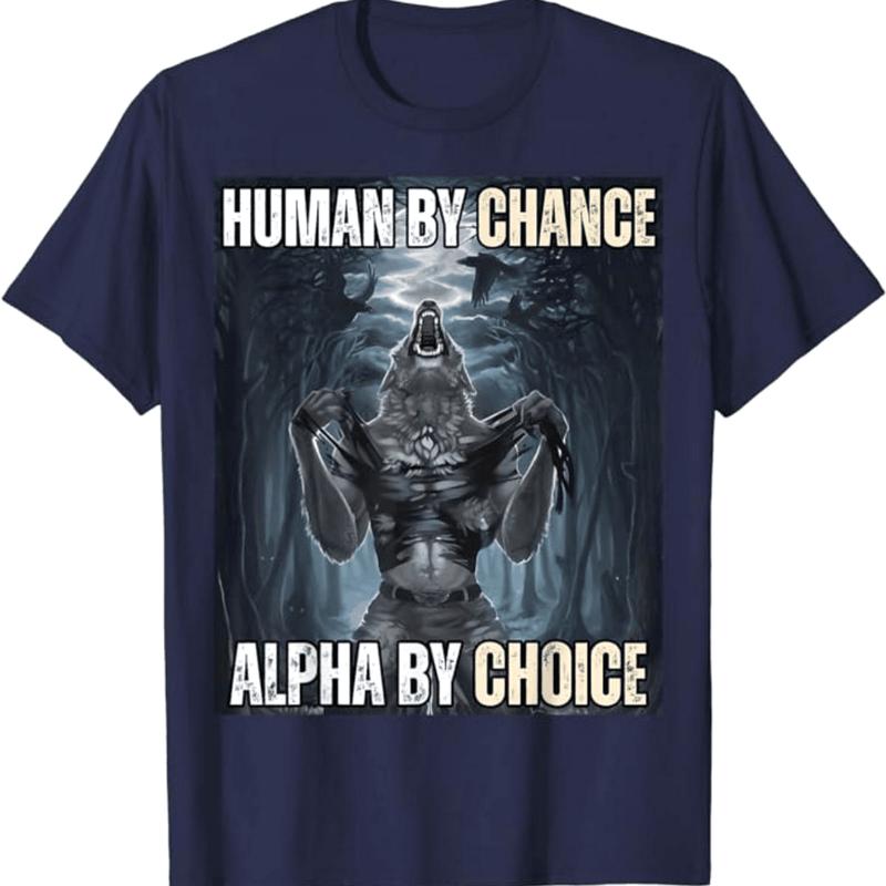 Funny Alpha Wolf Meme T-Shirt, Gift For Friends Cotton Menswear Tee Tshir,Unisex Cotton Graphic Tee