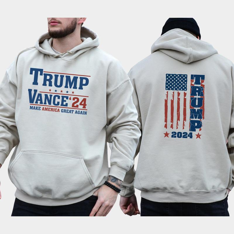Trump Vance 2024 2-Side Hoodie, 2024 Election Hoodie, MAGA Hoodie, Comfort Clothing, Casual Menswear Classic Fabric
