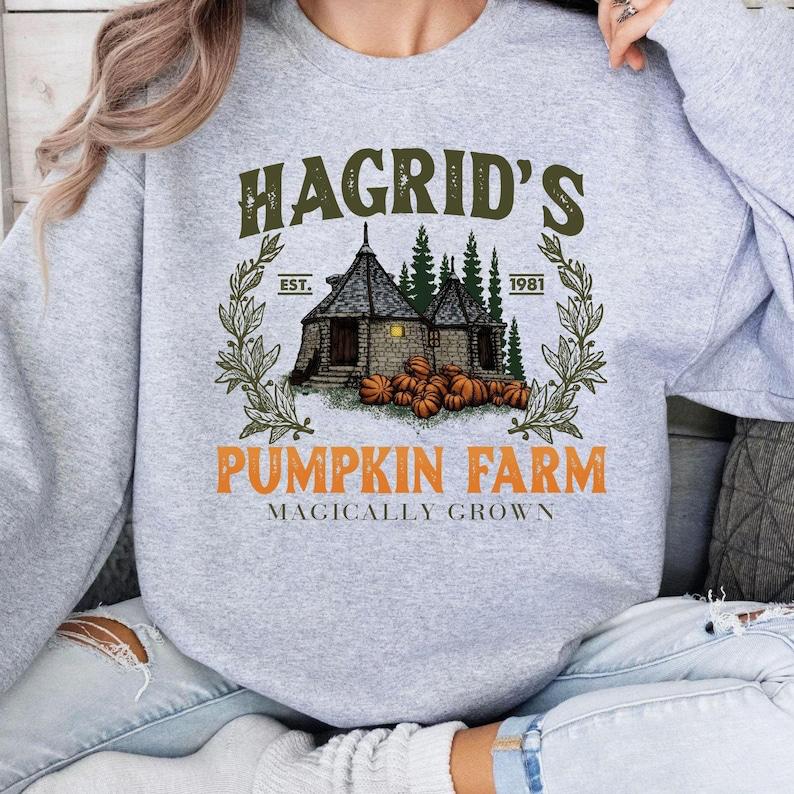 Hagrids Pumpkin Farm Halloween Sweatshirt T-Shirt Hoodie, HP Fan Gift for Potterhead, Pumpkin Patch Shirt, Halloween Weasley Sweater, Pumpkin Farm Swe