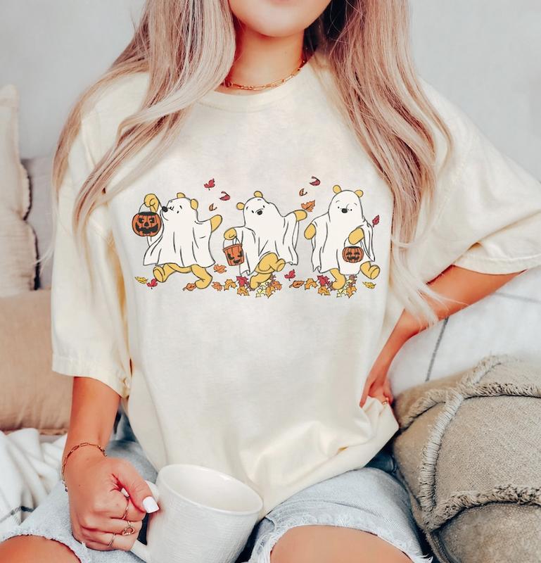 Retro Pooh Ghost Halloween Shirt, Winnie The Pooh Halloween Shirt, Spooky Season Shirt, Pooh Shirt, Cute Fall Shirt, Halloween Women's Shirt, Unisex T
