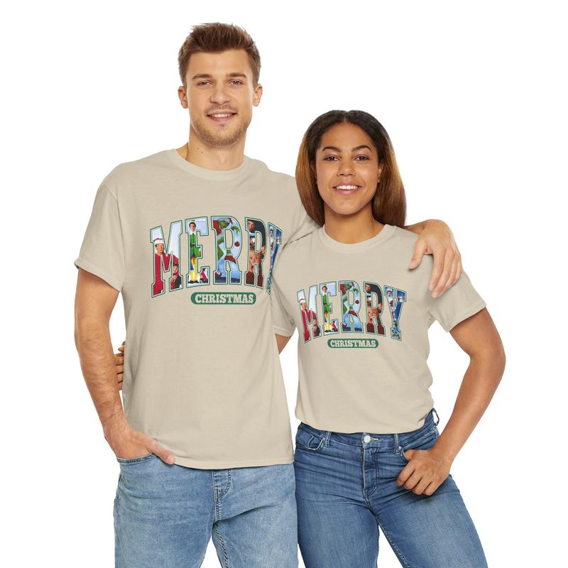 Merry Christmas Unisex Heavy Cotton Tee - Santa Claus Shirt - Elf Shirt - Home Alone - National Lampoon's Christmas Vacation - Christmas Movie Shirt - Gift for Men and Women