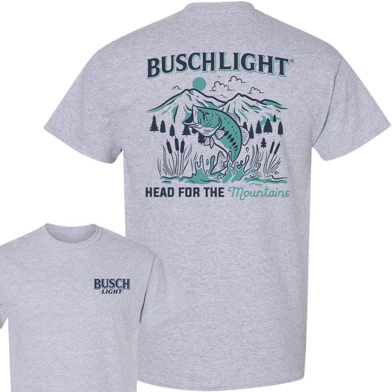 Busch Light Head For The Mountains Fishing T-Shirt, 2 Side T-Shirt, Full Color, Trendy To Timeless, For Men, For Women
