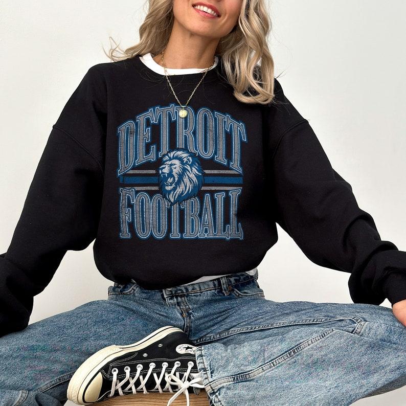 Detroit Football Sweatshirt, Vintage Detroit Crewneck Sweatshirt/ Shirt, Lions Gear, Detroit Hoodie, Detroit Game Day Sweatshirt