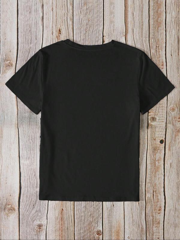 Women's Letter Print Round Neck Regular Sleeve Tee, Summer Clothes, Short Sleeve Crew Neck T-shirt, Streetwear Top Shortsleeve Tshirt, Womenswear, 202