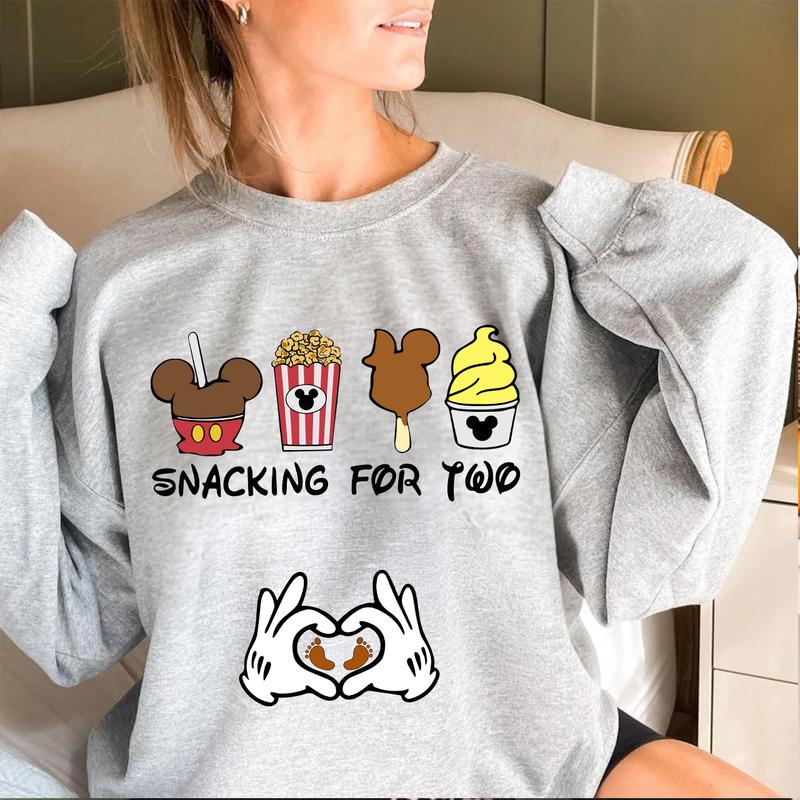 Snacking For Two Crewneck, Pregnancy Announcement T-Shirt, Baby Reveal Tee, Mom to be Shirt, Promoted to Mommy Shirt