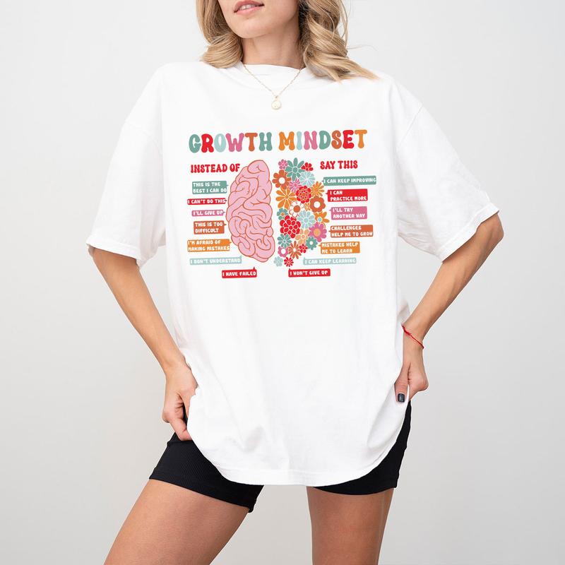 Growth Mindset Flower Brain Tshirt, Psychology Therapy Teacher Shirt, Back to School Shirt, Comfort Shirt for Teacher, Mental Health Retro TShirt For Teacher, Appreciation Gift For Teacher, Inspirational Shirt, Gift For Teacher TShirt, Women Top