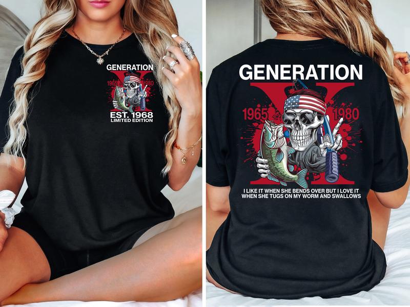 Customize Gen X Fishing T-shirt: 1968 Year FAFO Two Side Style, Hose Water Humor