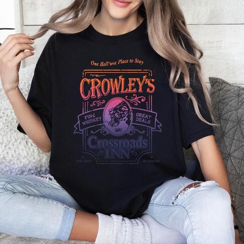 Supernatural Shirt,  Supernatural Crowley's Crossroads Inn Shirt,  Gift For Woman and Man Unisex T-Shirt Sweatshirt Hoodie Casual Cotton
