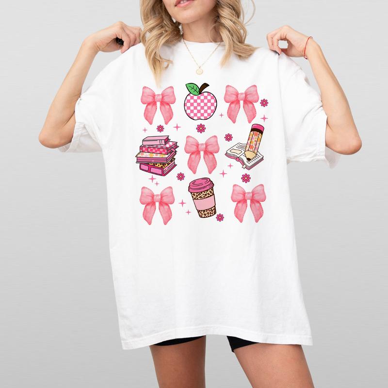 Coquette Teacher Comfort Shirt, Retro Teacher Shirt, Back To School Teacher Tee, Teacher Appreciation Gifts, Teacher Birthday Gifts, New Teacher Gift,