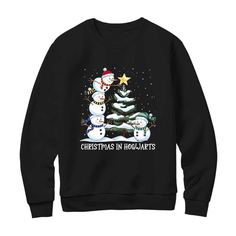 HP Snow Man Sweatshirt - Potter's Lover Shirt - Potterhead Hoodie - Cute Snow Man Christmas in Hogwart Shirt
