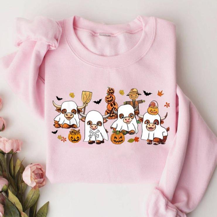 Highland Cow Halloween Sweatshirt, Ghost Cows Sweatshirt, Western Halloween Shirt, Halloween Animals, Ghost Shirt, Spooky Cow Halloween Gifts, Spooky Season Shirt, Cow Lovers Halloween Shirt, Thanksgiving Gift Shirt for Men, Gift for Women