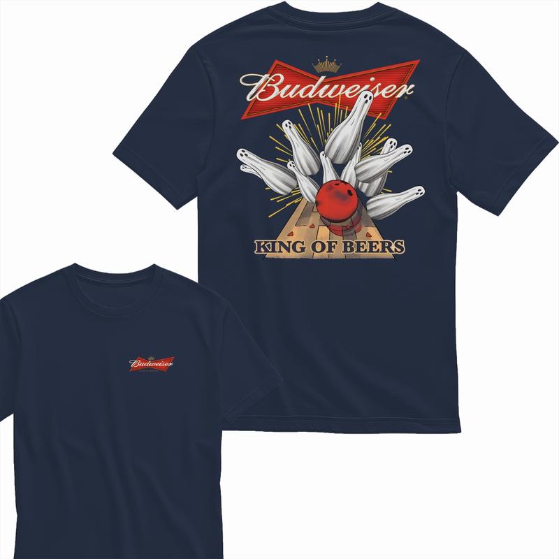 Budweiser Bowling Ghost Strike Beer Unisex T-shirt for Men and Women, T-Shirt Shortsleeve Casual Menswear Top