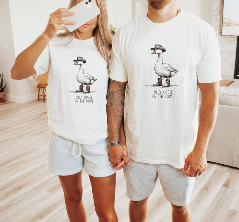 Silly Goose On The Loose T-shirt, Unisex Funny Meme shirt, Aesthetic T-Shirt, Matching Couples Shirt