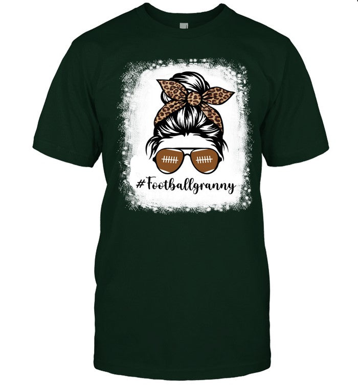 Football Granny Life With Leopard and Messy Bun Player T-shirt