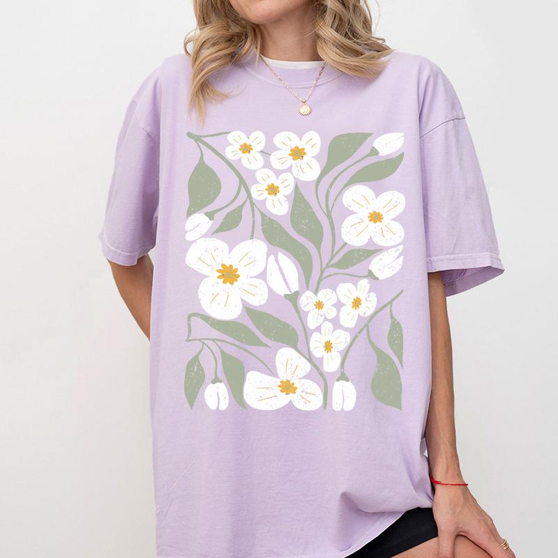 Boho Floral Tshirt, Daisy Shirt, WildFlowers Shirt, Retro Wild Flower Tshirt, Comfort Shirts for Women, Vintage Botanical Tee For Her, Retro Floral Na