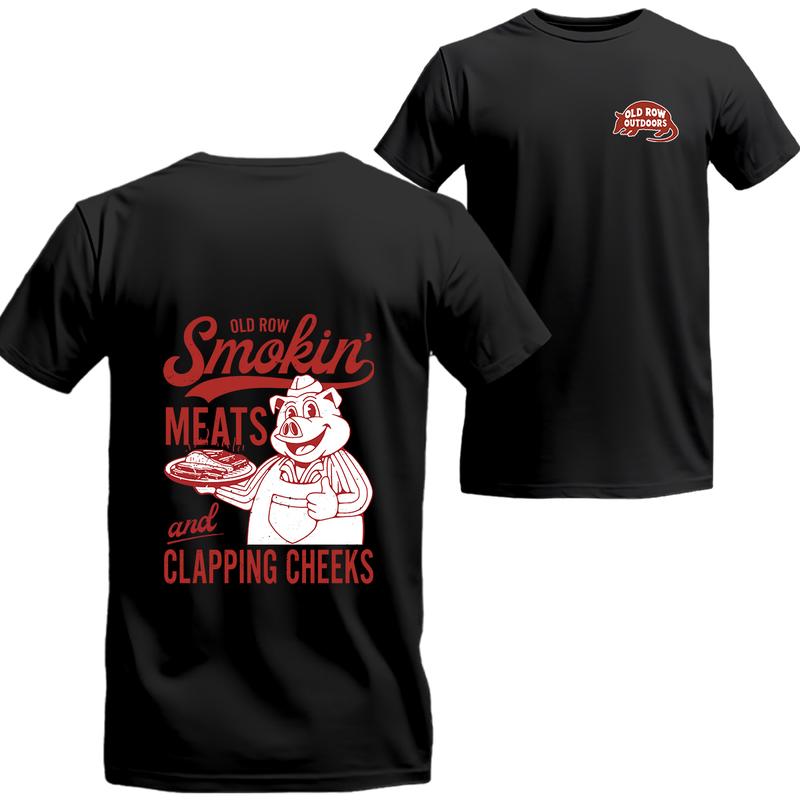 Old Row The Smokin Meats Graphic 2 Sides T-shirt, clothes seasons, Graphic Short Sleeve Tee, Unisex Shirt, Menswear Top, beer shirt, drinking shirt
