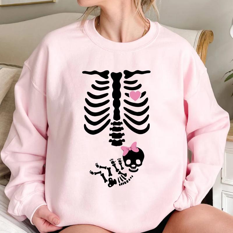 Skeleton Maternity Halloween Sweatshirt, Pregnancy Announcement Sweat 2024, Pregnant Costume, Fall New Mom Sweater, Mommy to Be, Halloween Gift For Al