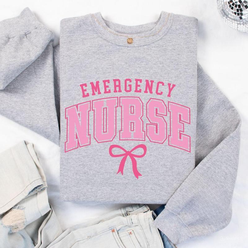 Emergency Nurse Sweatshirt, ER Nurse Gift, Nurse Bow Shirt, Emergency Department, ER Nurse Crewneck, Registered Nurse Sweater, Unisex Shirt In All Siz