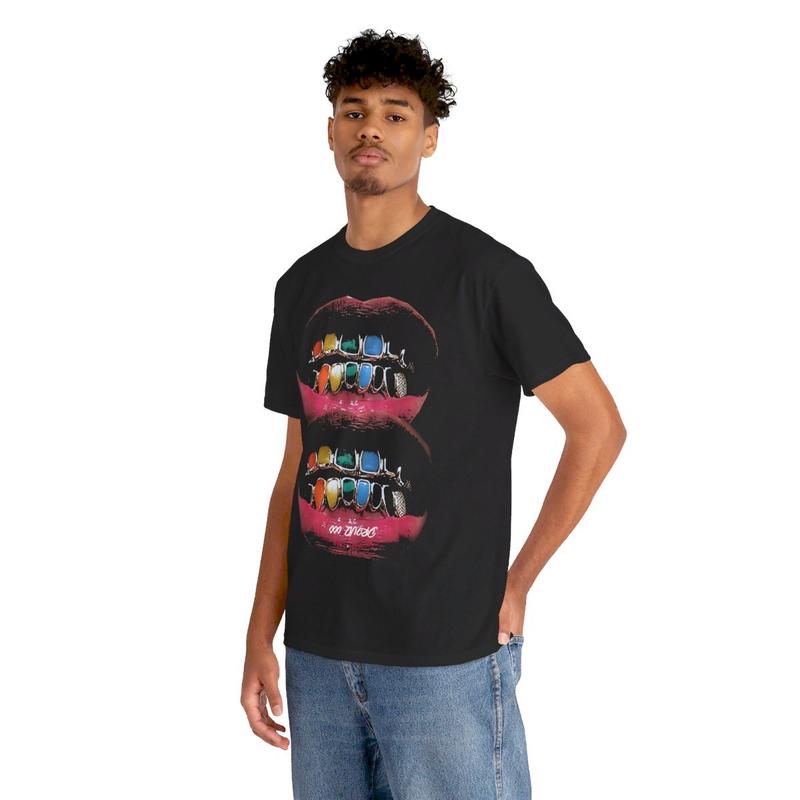 Vintage Iced Out Twin Grill Y2k 90s Hip-Hop Vibes Heavy Cotton Graphic T-Shirt Tshirt Shirt HipHop Rap Tee Casual Menswear Retro Top Streetwear Classi