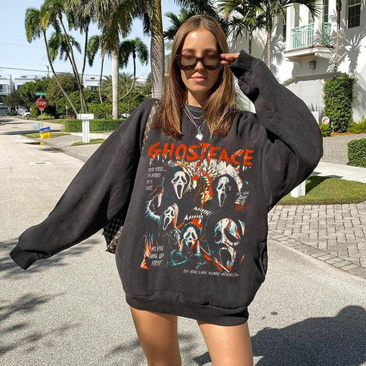 Ghostface Halloween Sweatshirt, Ghostface 90s Halloween Sweater, Scary Movies Halloween Tee Shirt, Ghostface Halloween T-Shirt,  Character Halloween T