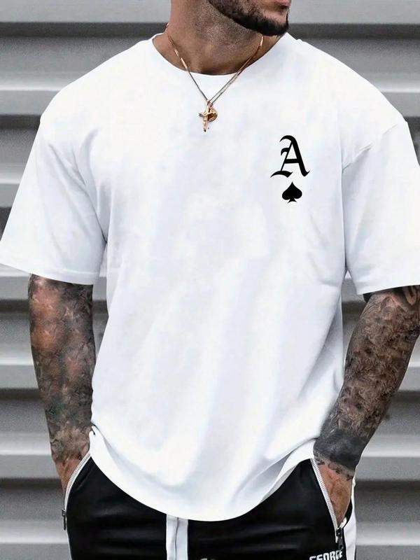 Men's Letter Print Round Neck Tee, Regular Fit Casual Streetwear Short Sleeve T-shirt, Graphic Tees,Â Men's Summer Clothes Top for Daily Wear