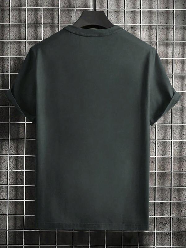 Men's Letter Print Drop Shoulder Tee, Regular Fit Casual Streetwear Short Sleeve Round Neck T-shirt for Summer, Graphic Tees, Fashion Men's Top for Daily Wear