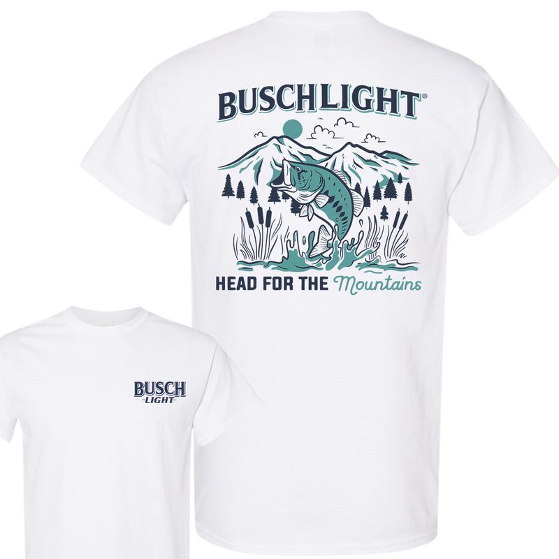 Busch Light Head For The Mountains Fishing T-Shirt, 2 Side T-Shirt, Full Color, Trendy To Timeless, For Men, For Women