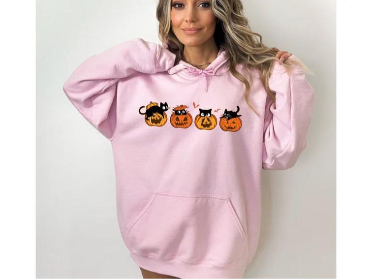Halloween Sweatshirt, Black Cat Sweatshirt, Cat Lover Shirt, Black Cat Shirt, Cat Sweater, Ghost Shirt, Halloween Sweater, Halloween Pumpkin