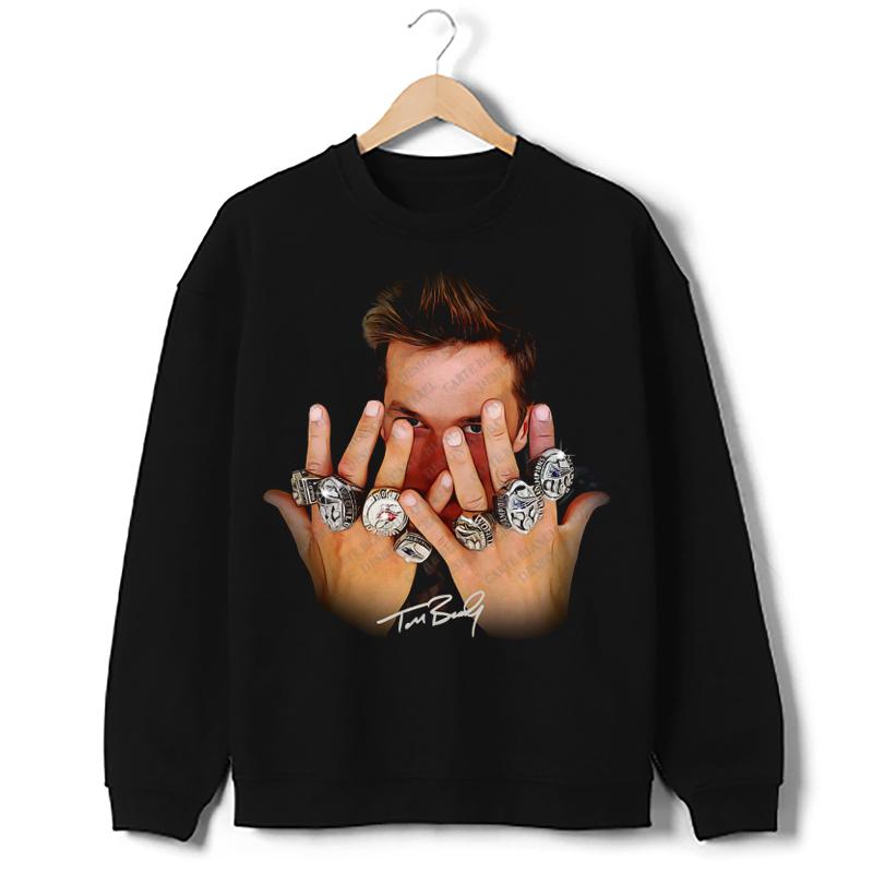 Tom Brady 7 Rings Greatest Of All Time T-Shirt Graphic Tee Football Crewneck Cotton Menswear Soft
