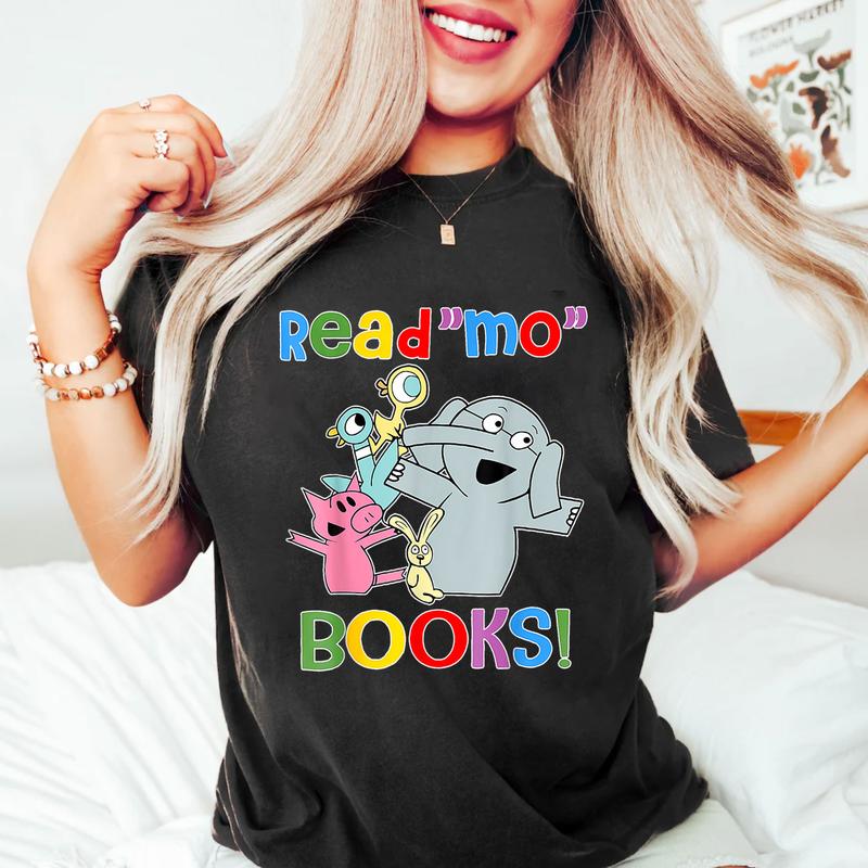Read Mo Book Cute School Teacher Librarian Elephant Pigeon T-Shirt, Piggie Elephant Pigeons Shirt, Children Books Gift, Elementary Teacher, Children's