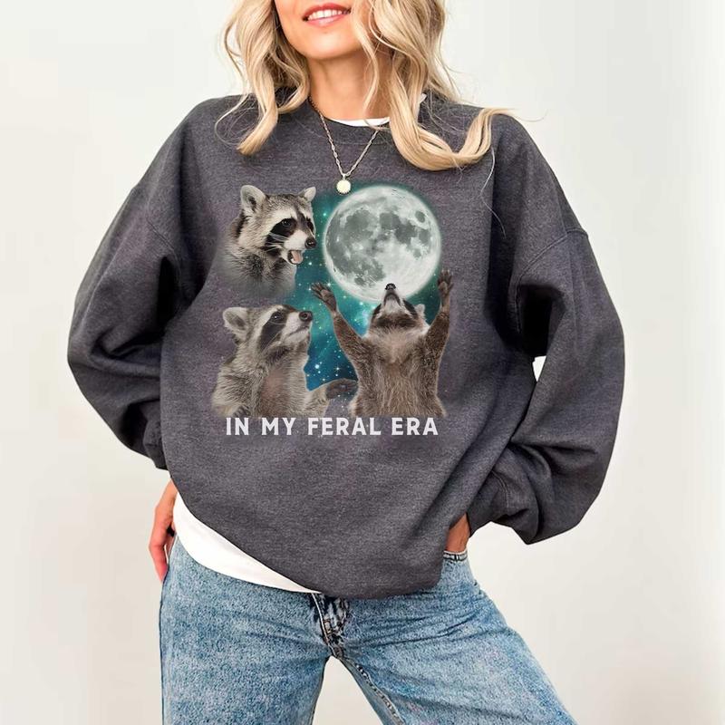 Racoon Shirt, Three Raccoons Vintage Graphic T-shirts, Raccoon Lovers, Retro Raccoon Moon shirt, Funny Raccon Sweatshirt, Raccoon Gifts Cotton Fit