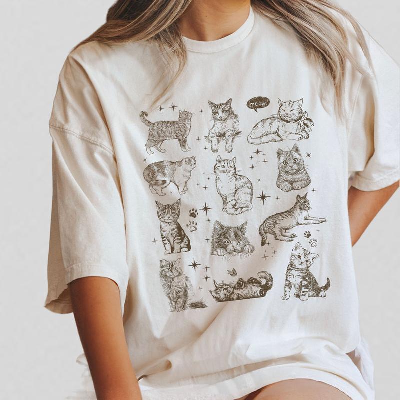 Vintage 90s Cat Tshirt, Retro Kitten Shirt, Cat Lover Shirt, Gift For Cat Lover, Funny Gifts For Women, Women Shirt, Vintage Tattoo Cat Shirt, Cat Lov