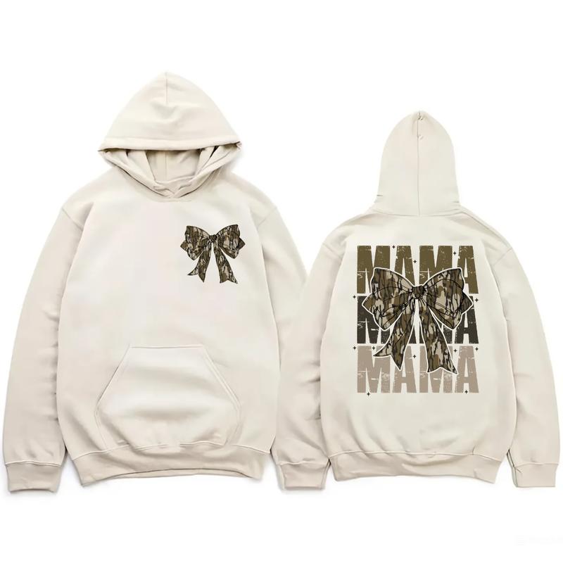 Camo Mama Coquette Bow Hunting 2 Sides Shirt for Mom, Mama T-shirt, Old School Camo Hoodie and Sweatshirt, Full Color and Size for All, Girls Camo Bow