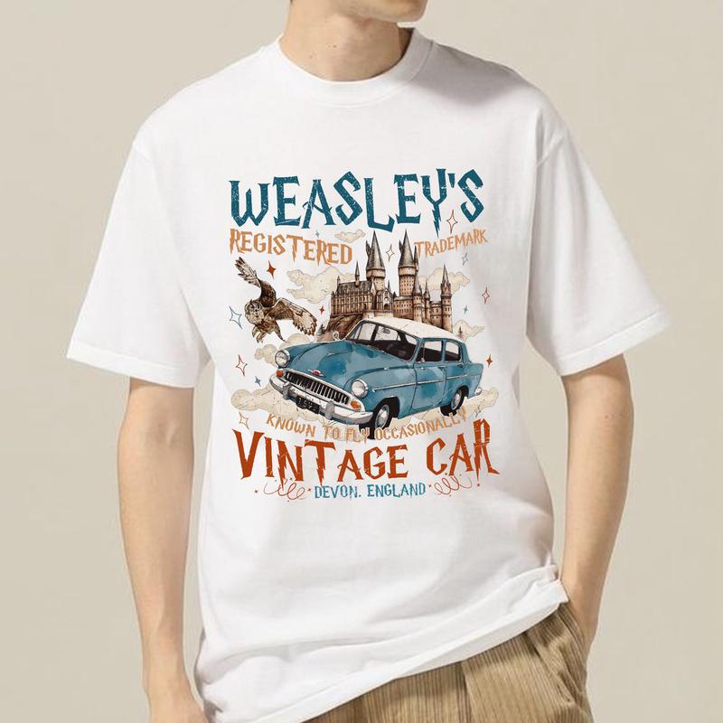 HP Weasley's Vintage Car Sweatshirt Hoodie Shirt Cotton Fit