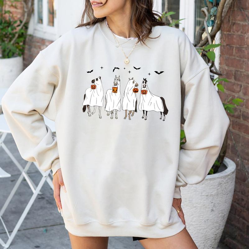 Horses Halloween Crewneck Sweatshirt Hoodie Tshirt, Halloween 2024 Gifts