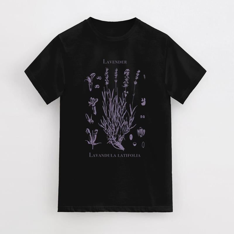 Vintage Lavender 90s Graphic T-Shirt, Retro Lavender Unisex Adult Shirt, Wildflowers Nature Shirt, Botanical Shirt, Relaxed Cotton Shirt