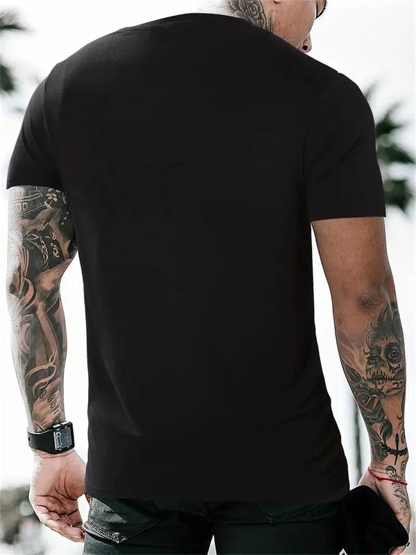 Men's Summer Clothes,Â Casual Letter Print Round Neck Short Sleeve GraphicÂ Tee, Regular Fit Crew Neck T-Shirt for Daily Wear, Fashion Men Clothes for Summer