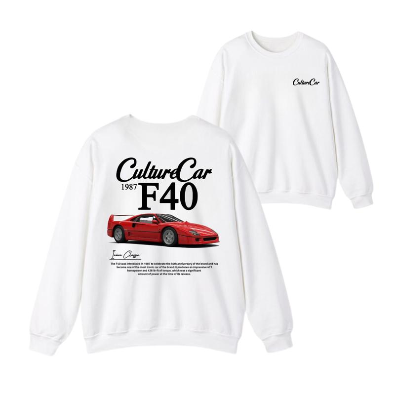 Ferrari F40 T-shirt, Hoodie, Sweater, Car Enthusiast Shirt, Car Clothing, 90's Car, Unisex, Vintage car shirt