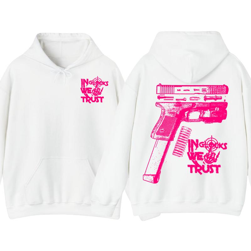 In Glock We Trust Skeleton 2 Side Hoodie & Sweater,Men's & Women's Tops,Glock Hoodie,Glock Pink Color ,For Her,For Him Classic Menswear