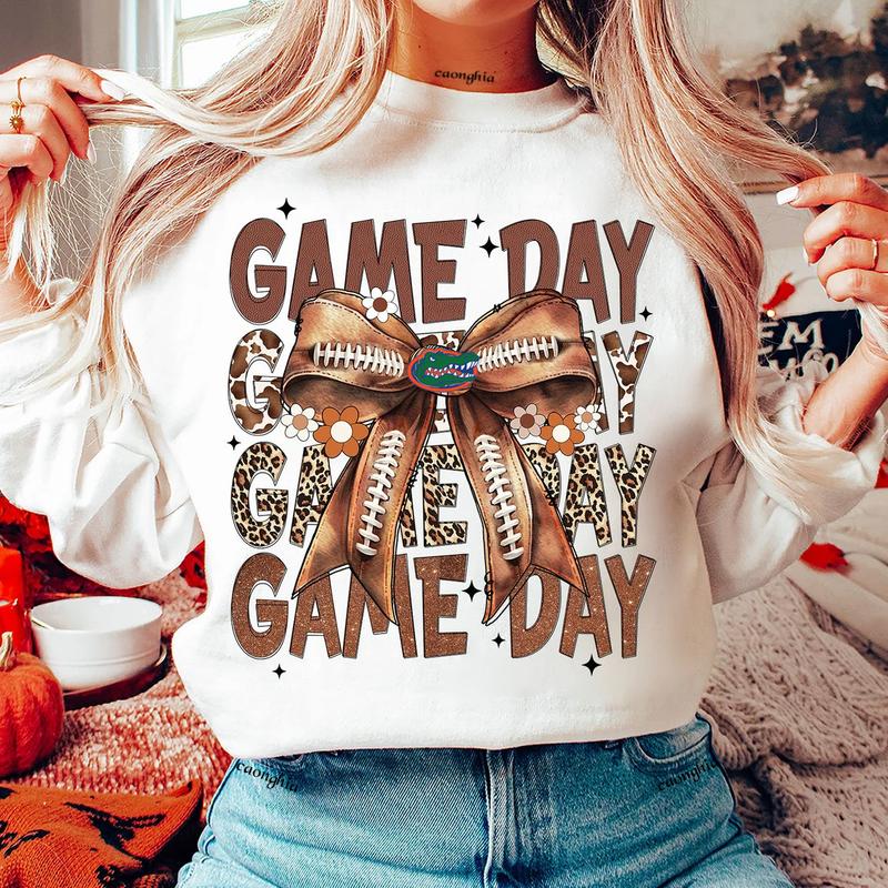 Vintage Florida Gators Football Coquette Bow Game Day Shirt, Gameday Women's Sweatshirt Cotton Fit Top Womenswear